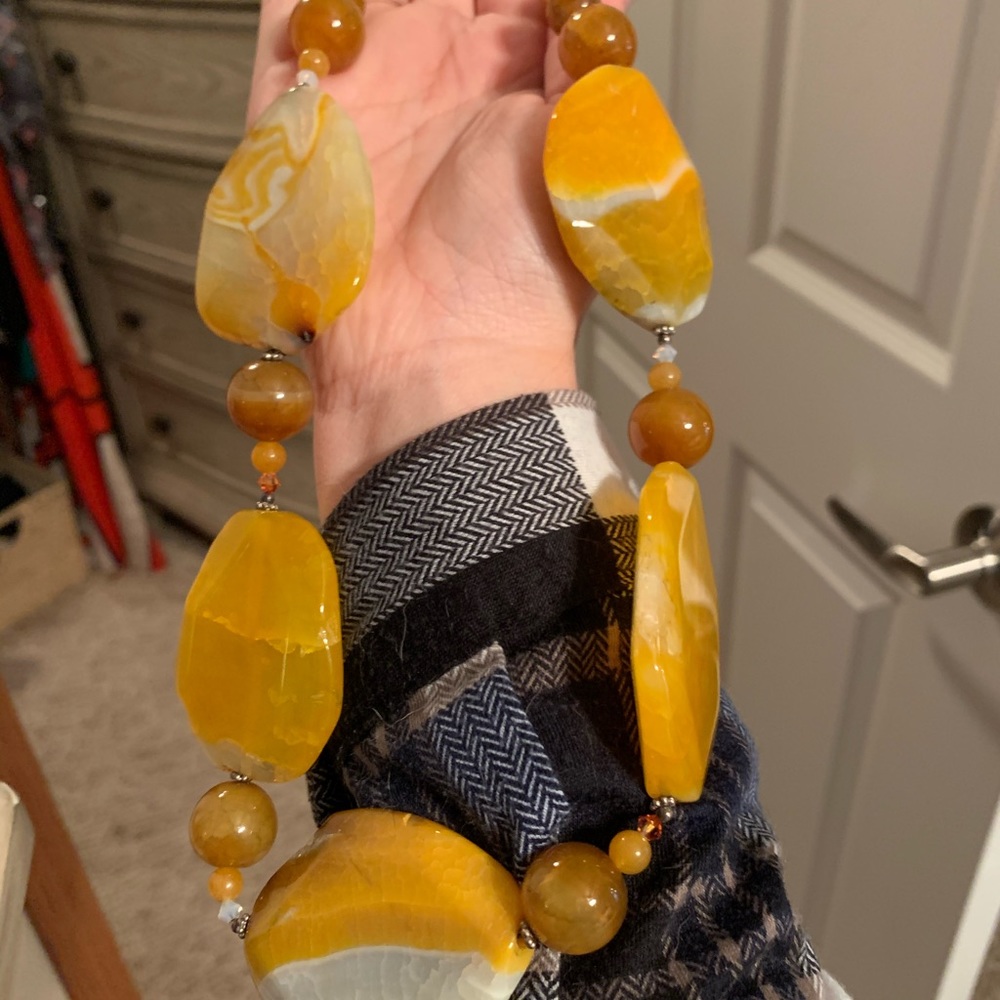 Gorgeous Orange/ Yellow Stone Statement Necklace - image 3